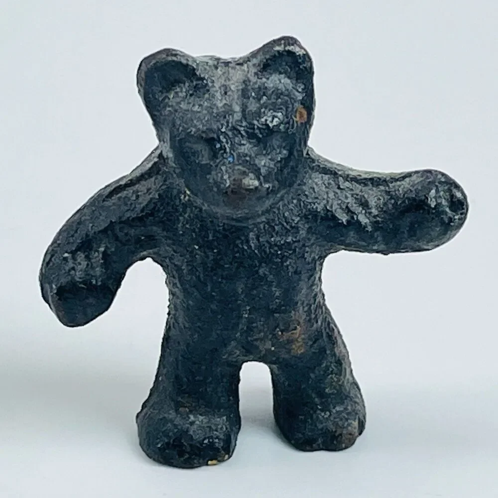 Vintage Cast Iron Teddy Bear Figurine Miniature Standing Brown Bear 1.5
